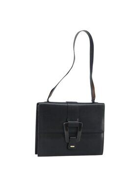 Authentic GUCCI Shoulder Bag Leather outlet Black Silver